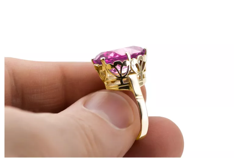 Vintage craft Ring Amethyst 14K Yellow gold vrc130y